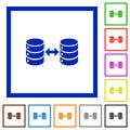 Syncronize databases flat framed icons