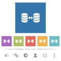 Syncronize databases flat white icons in square backgrounds