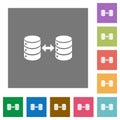 Syncronize databases square flat icons