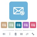Syncronize mails flat icons on color rounded square backgrounds Royalty Free Stock Photo