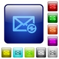 Syncronize mails color square buttons Royalty Free Stock Photo