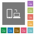 Syncronize mobile with computer square flat icons Royalty Free Stock Photo