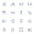 Syndicate briefing line icons collection. Strategy, Intelligence, Briefing, Collaboration, Cohesion, Insight