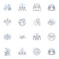 Syndicate line icons collection. Collective, Alliance, Partnership, Association, Union, Coalition, Group vector and