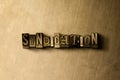 SYNDICATION - close-up of grungy vintage typeset word on metal backdrop