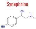 Synephrine herbal stimulant molecule. Present in several Citrus species. Skeletal formula. Royalty Free Stock Photo