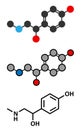 Synephrine herbal stimulant molecule. Stylized 2D renderings and conventional skeletal formula. Present in several Citrus species. Royalty Free Stock Photo