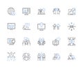 Synergistic group line icons collection. Collaboration, Cooperation, Partnership, Synchronized, Unity