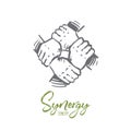 Synergy, business, community, team, together concept. Hand drawn isolated vector.