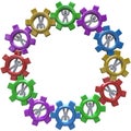 Synergy - Circle of People Turning in Gears Royalty Free Stock Photo