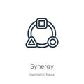 Synergy icon. Thin linear synergy outline icon isolated on white background from geometry collection. Line vector synergy sign,