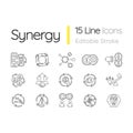 Synergy linear icons set Royalty Free Stock Photo