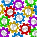 Synergy - Many People Turning in Gears Royalty Free Stock Photo