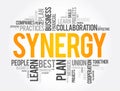 Synergy word cloud collage, business concept