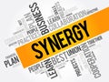 Synergy word cloud collage, business concept background Royalty Free Stock Photo