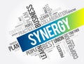 Synergy word cloud collage, business concept background Royalty Free Stock Photo