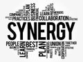 Synergy word cloud collage, business concept background Royalty Free Stock Photo