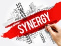 Synergy word cloud collage, business concept Royalty Free Stock Photo