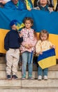 SYNTAGMA SQUARE, ATHENS, GREECE - April 3rd, 2022: Ukrainian children at a peaceful protest against the WAR in UKRAINE