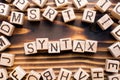 Syntax  composed of wooden cubes with letters Royalty Free Stock Photo