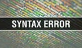 Syntax error text written on Programming code abstract technology background of software developer and Computer script. Syntax Royalty Free Stock Photo