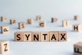 syntax - word from wooden blocks with letters Royalty Free Stock Photo