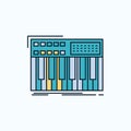 synth, keyboard, midi, synthesiser, synthesizer Flat Icon. green and Yellow sign and symbols for website and Mobile appliation.
