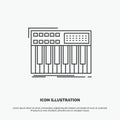 synth, keyboard, midi, synthesiser, synthesizer Icon. Line vector gray symbol for UI and UX, website or mobile application Royalty Free Stock Photo