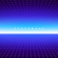 Synth wave retro grid background. Synthwave 80s vapor vector game poster neon futuristic laser space arcade