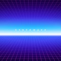 Synth wave retro grid background. Synthwave 80s vapor vector game poster neon futuristic laser space arcade