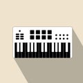 Synthesizer flat square icon with long shadows. Royalty Free Stock Photo