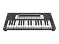 Synthesizer piano sketch engraving vector