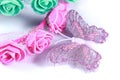 Synthetic butterfly with beautiful rose hair bands.