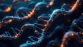 Synthetic DNA strands encoding advanced algorithms, creating living code for future bio computers. A stylized, artistic Royalty Free Stock Photo