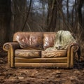 Vintage Synthetic Leather Couch With Rustic Charm