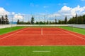 Synthetic outdoor tennis court