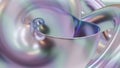 synthetic pearlescent tech holographic iridescent abstract coposition with shell, 3D rendering, golden rule composition