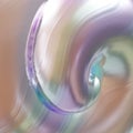 synthetic pearlescent tech holographic iridescent abstract coposition with shell, 3D rendering, golden rule composition