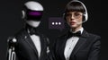 Synthetic thinking circuit: mechanized cognition, smart platform, neural response, internet mesh, futuristic input Royalty Free Stock Photo
