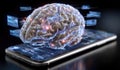 Synthetic thinking circuit: mechanized cognition, smart platform, neural response, internet mesh, futuristic input Royalty Free Stock Photo