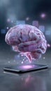 Synthetic thinking circuit: mechanized cognition, smart platform, neural response, internet mesh, futuristic input Royalty Free Stock Photo