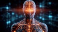 Synthetic thinking circuit: mechanized cognition, smart platform, neural response, internet mesh, futuristic input Royalty Free Stock Photo