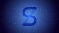 Synthetix Network Token SNX symbol of the DeFi project cryptocurrency theme on a blue polygonal background.