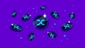 Synthetix SNX coins falling from the sky. SNX cryptocurrency concept banner background