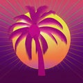 Synthpop palm tree illustration. Playlist cover or music album cover