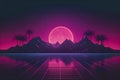 Synthwave Aesthetics: Minimalist Retro Background, Generative AI