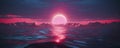 Synthwave Aesthetics: Minimalist Retro Background, Generative AI