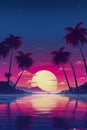 Synthwave Aesthetics: Minimalist Retro Background, Generative AI