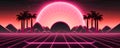 Synthwave Aesthetics: Minimalist Retro Background, Generative AI