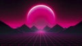 Synthwave Aesthetics: Minimalist Retro Background, Generative AI